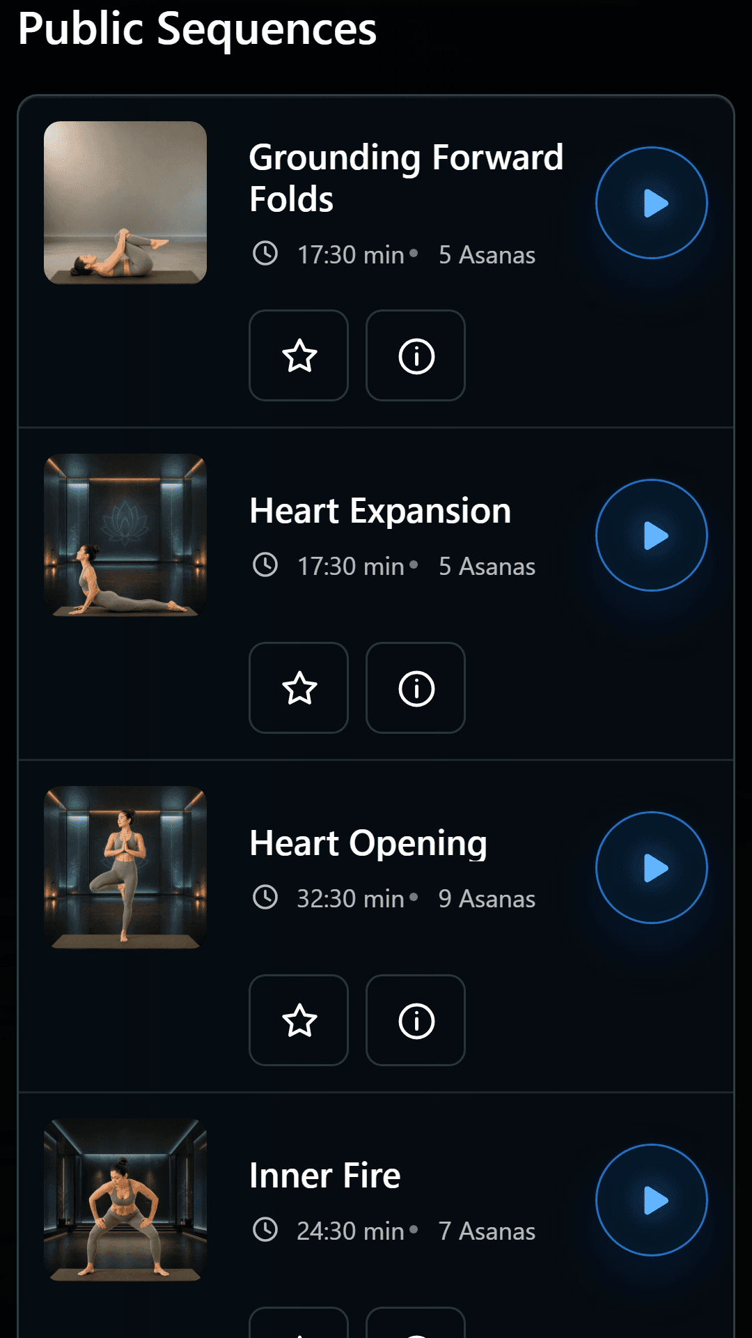 My Yoga App sequence library on Android